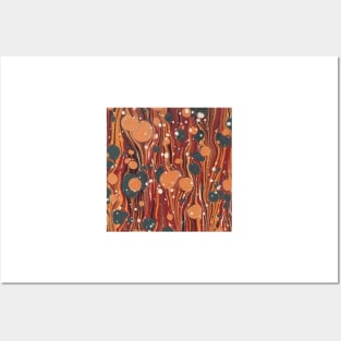 Vintage River's Dream  Brown Yellow Orange Abstract Marble Art Posters and Art